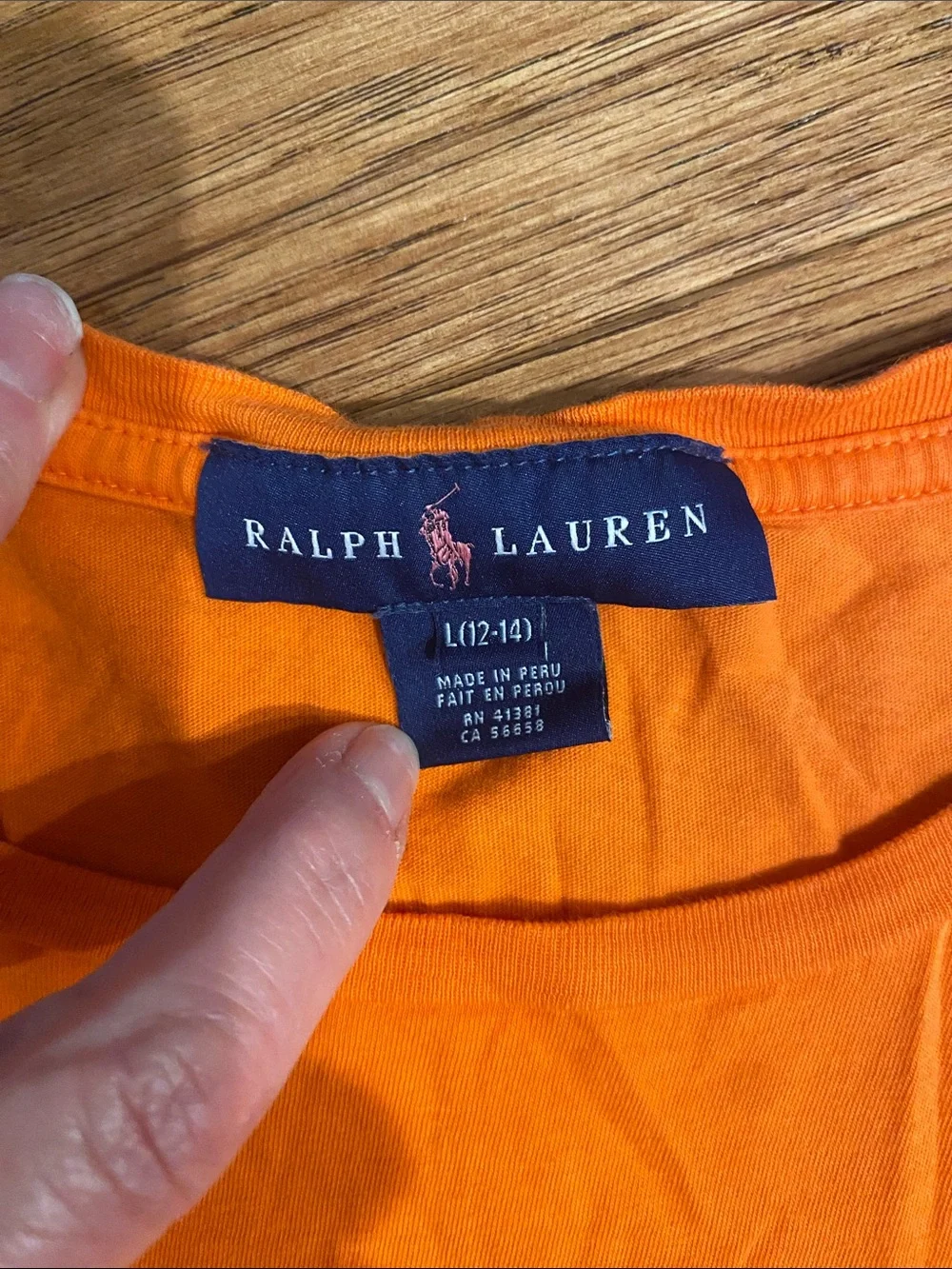 Ralph Lauren Orange Long-Sleeve Tee with Pink Polo Player